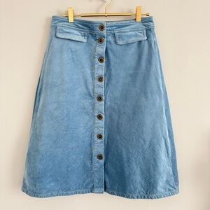 Anthropologie Light Blue Button Front Corduroy Skirt 6
